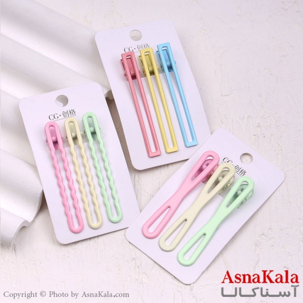 گیره مو زنانه انبری کارتی پینترستی مستطیلی مجموعه 3عددی کد HAIR13455W