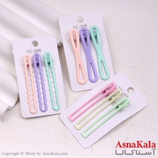 گیره مو زنانه انبری کارتی پینترستی مستطیلی مجموعه 3عددی کد HAIR13456W