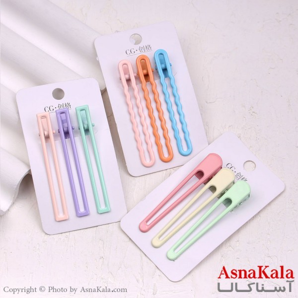 گیره مو زنانه انبری کارتی پینترستی مستطیلی مجموعه 3عددی کد HAIR13458W