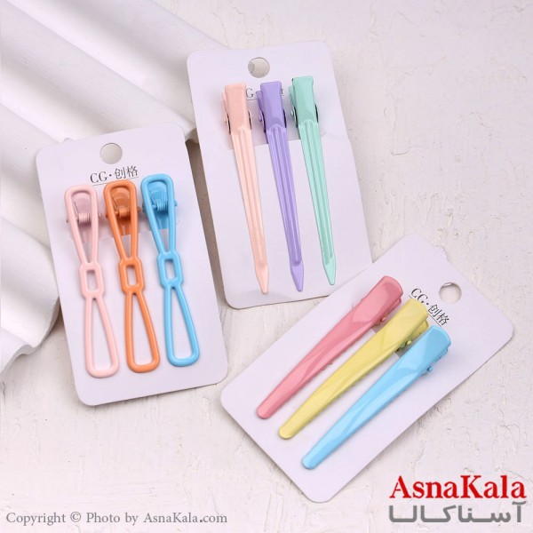 گیره مو زنانه انبری کارتی پینترستی مجموعه 3عددی کد HAIR13460W