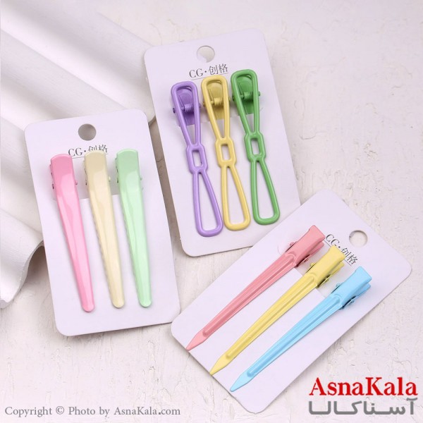 گیره مو زنانه انبری کارتی پینترستی براق مجموعه 3عددی کد HAIR13462W