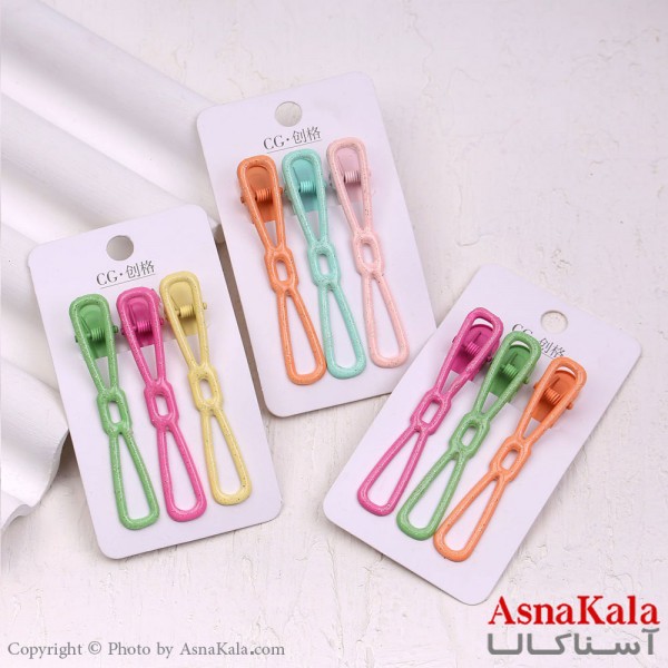 گیره مو زنانه انبری کارتی پینترستی براق پاپیونی مجموعه 3عددی کد HAIR13466W