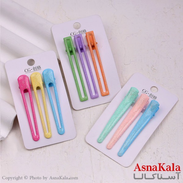 گیره مو زنانه انبری کارتی پینترستی مستطیل اکلیلی مجموعه 3عددی کد HAIR13475W