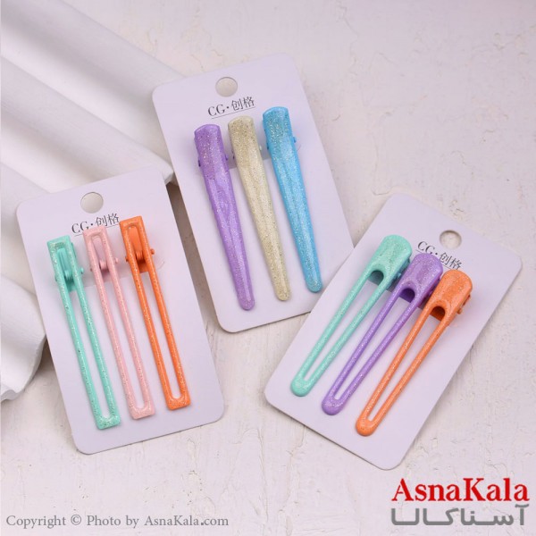 گیره مو زنانه انبری کارتی پینترستی اکلیلی مجموعه 3عددی کد HAIR13477W