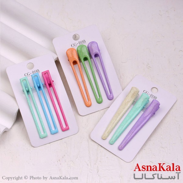 گیره مو زنانه انبری کارتی پینترستی اکلیلی مجموعه 3عددی کد HAIR13478W