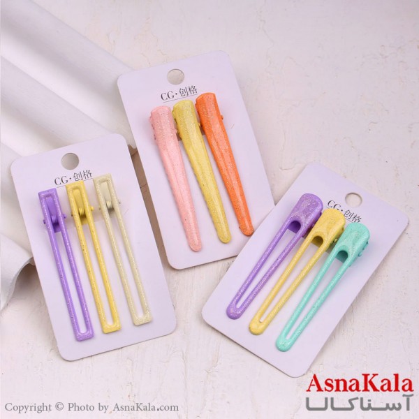 گیره مو زنانه انبری کارتی پینترستی اکلیلی مجموعه 3عددی کد HAIR13479W