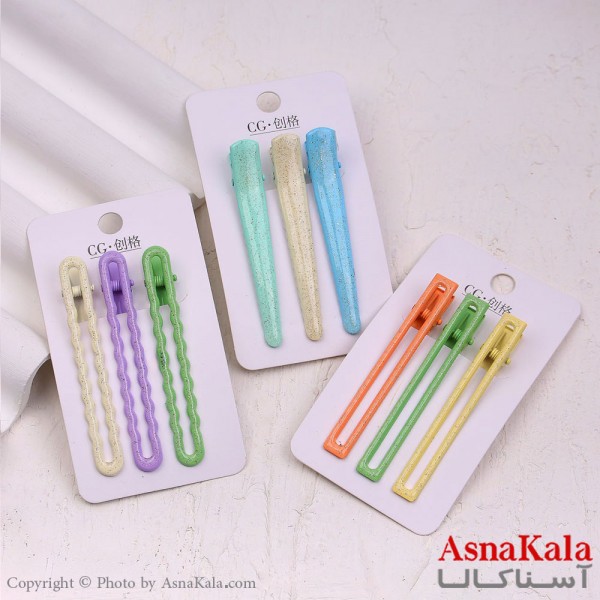 گیره مو زنانه انبری کارتی پینترستی اکلیلی مجموعه 3عددی کد HAIR13481W