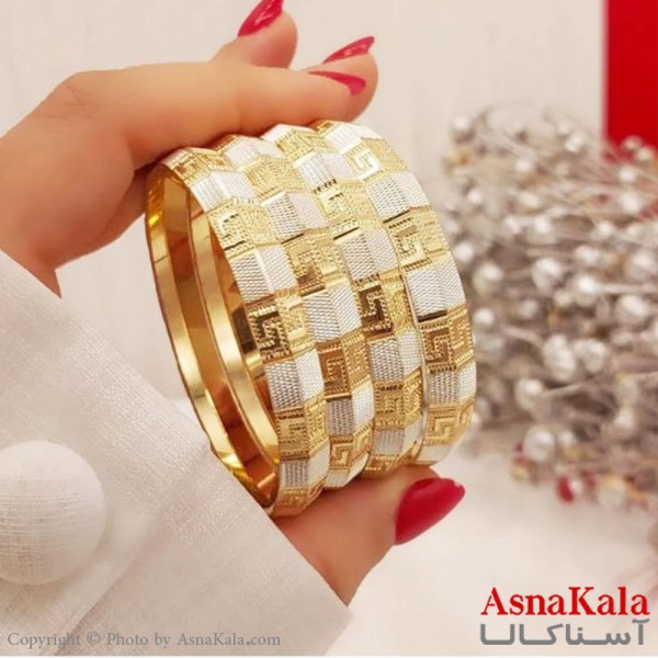 النگو طلاروس 8میل زنانه خارجی مدل ورساچه دورنگ برند NG طلایی طرح خاص با کارت گارانتی کد DSB18551w