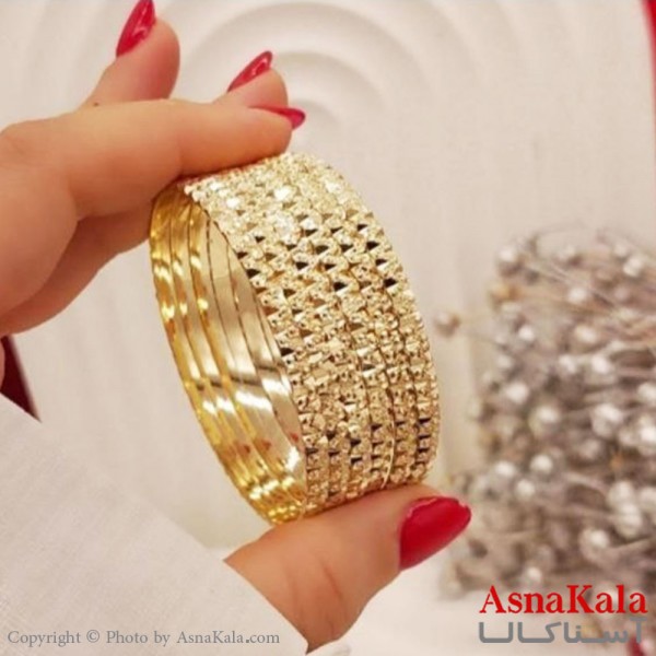 النگو طلاروس 3میل زنانه خارجی  برند NG طلایی طرح مدرن خاص با کارت گارانتی کد DSB18563w