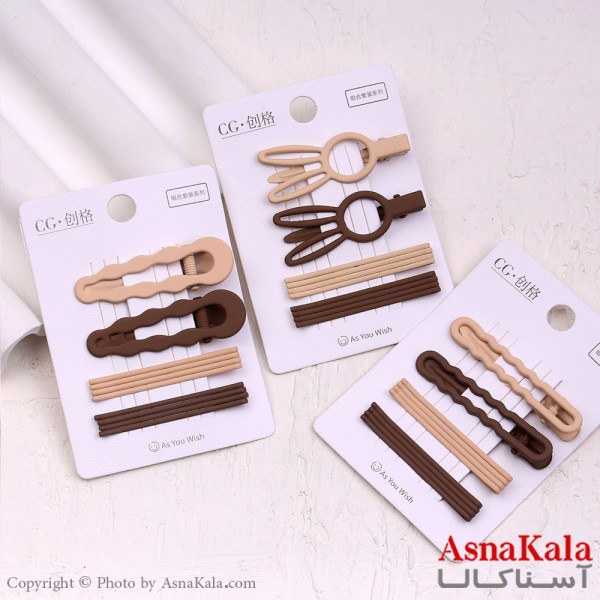 پنس و گیره انبری مو پینترستی رنگ نود مجموعه 10عددی  کد HAIR13489W