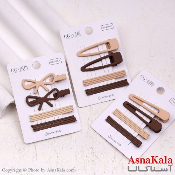 پنس و گیره انبری مو پینترستی رنگ نود مجموعه 10عددی  کد HAIR13492W