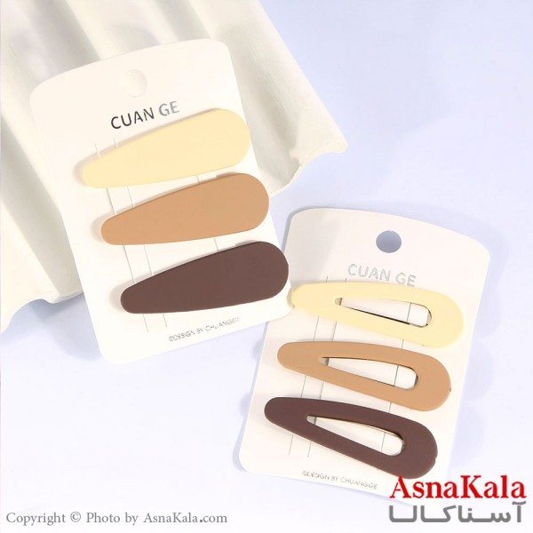 گیره مو تق تقی کارتی رنگ نود مجموعه 3عددی جنس خارجی کد HAIR13499W