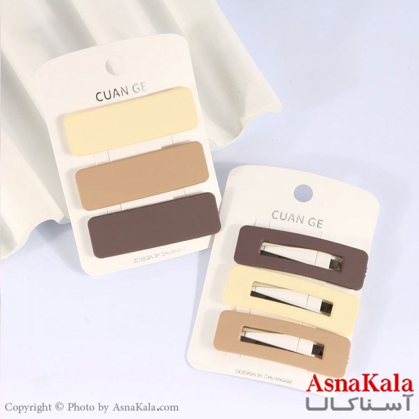 گیره مو تق تقی کارتی رنگ نود مجموعه 3عددی جنس خارجی کد HAIR13500W