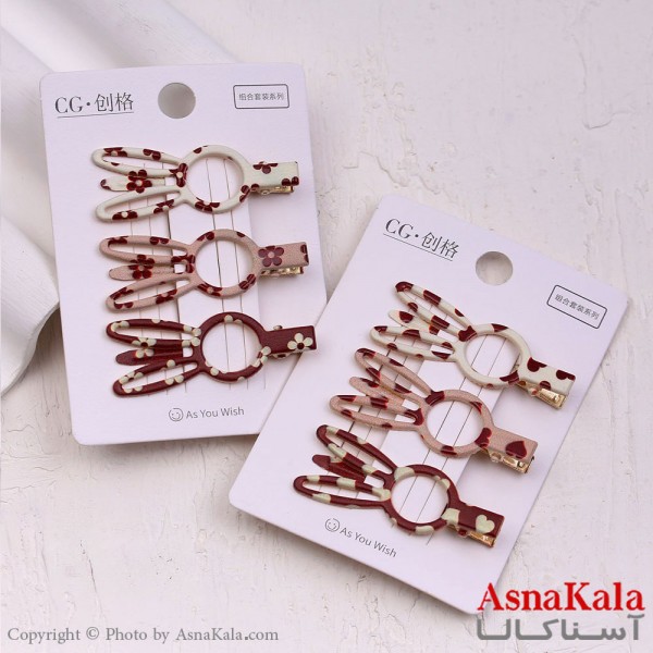 گیره مو زنانه انبری کارتی پینترستی خرگوش طرحدار مجموعه 3عددی کد HAIR13522W