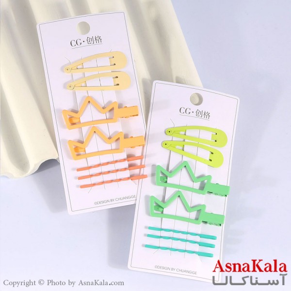 گیره و پنس و تق تقی مو ترکیبی رنگی مجموعه 7عددی  کد HAIR13543W