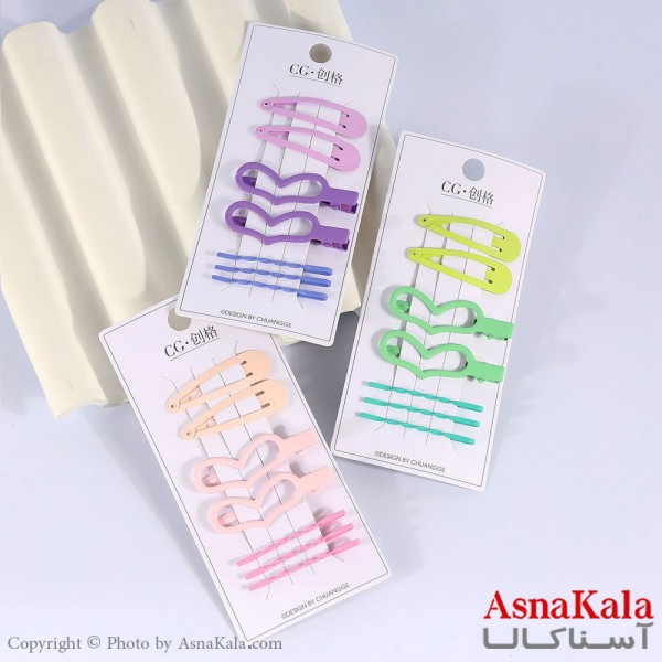 گیره و پنس و تق تقی مو ترکیبی رنگی مجموعه 7عددی  کد HAIR13544W
