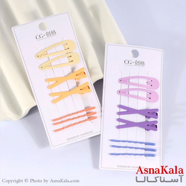 گیره و پنس و تق تقی مو ترکیبی رنگی مجموعه 7عددی  کد HAIR13546W