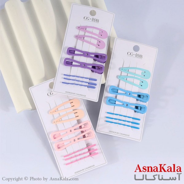 گیره و پنس و تق تقی مو ترکیبی رنگی مجموعه 7عددی  کد HAIR13548W