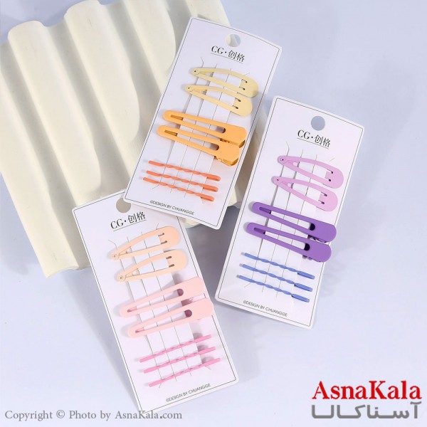 گیره و پنس و تق تقی مو ترکیبی رنگی مجموعه 7عددی  کد HAIR13549W