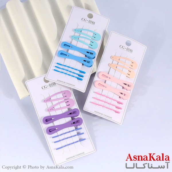 گیره و پنس و تق تقی مو ترکیبی رنگی مجموعه 7عددی  کد HAIR13550W