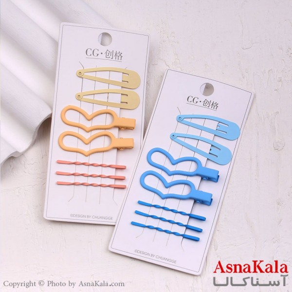 گیره و پنس و تق تقی مو ترکیبی رنگی مجموعه 7عددی  کد HAIR13551W