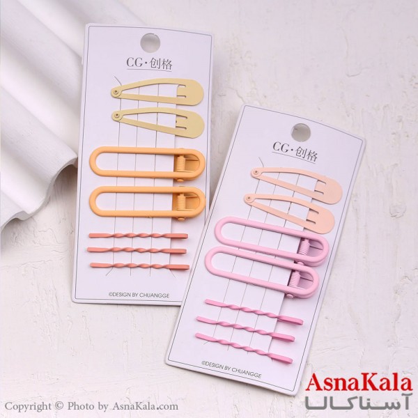 گیره و پنس و تق تقی مو ترکیبی رنگی مجموعه 7عددی  کد HAIR13552W