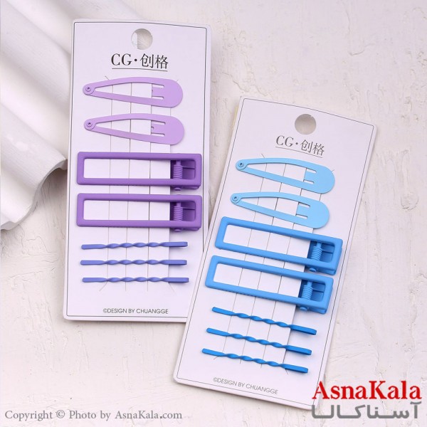 گیره و پنس و تق تقی مو ترکیبی رنگی مجموعه 7عددی  کد HAIR13553W