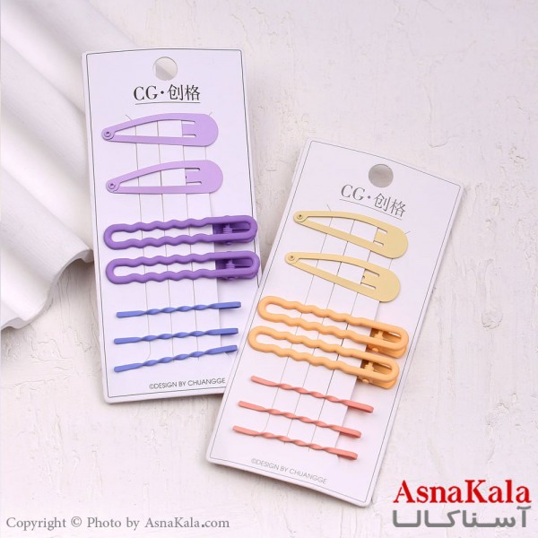 گیره و پنس و تق تقی مو  رنگی مجموعه 7عددی  کد HAIR13554W