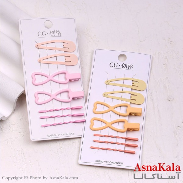 گیره و پنس و تق تقی مو  رنگی مجموعه 7عددی  کد HAIR13558W