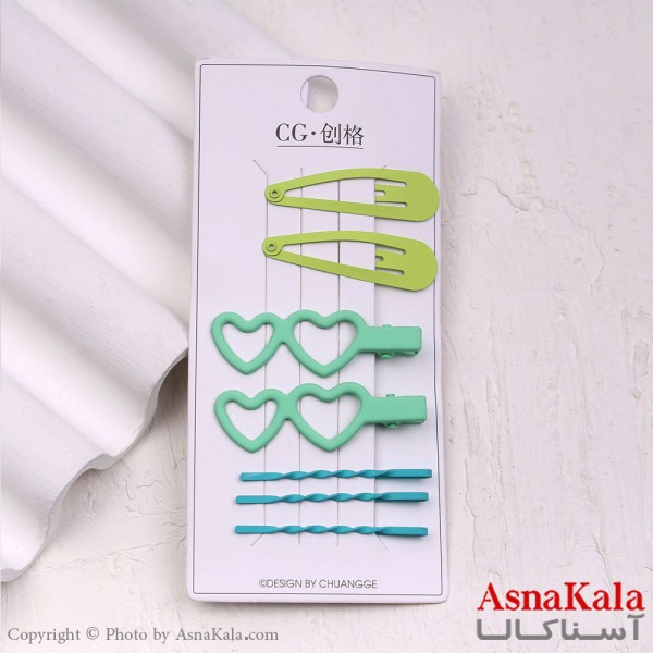 گیره و پنس و تق تقی مو  رنگی مجموعه 7عددی  کد HAIR13560W