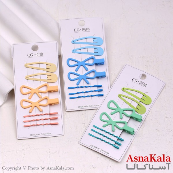 گیره و پنس و تق تقی مو  رنگی مجموعه 7عددی  کد HAIR13562W