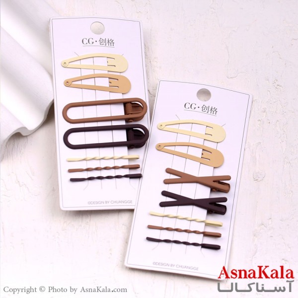 گیره و پنس و تق تقی مو ترکیبی رنگ نود مجموعه 7عددی  کد HAIR13563W