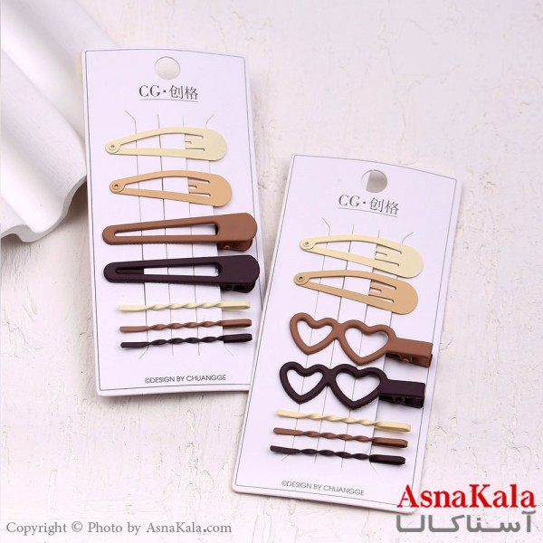 گیره و پنس و تق تقی مو ترکیبی رنگ نود مجموعه 7عددی  کد HAIR13565W