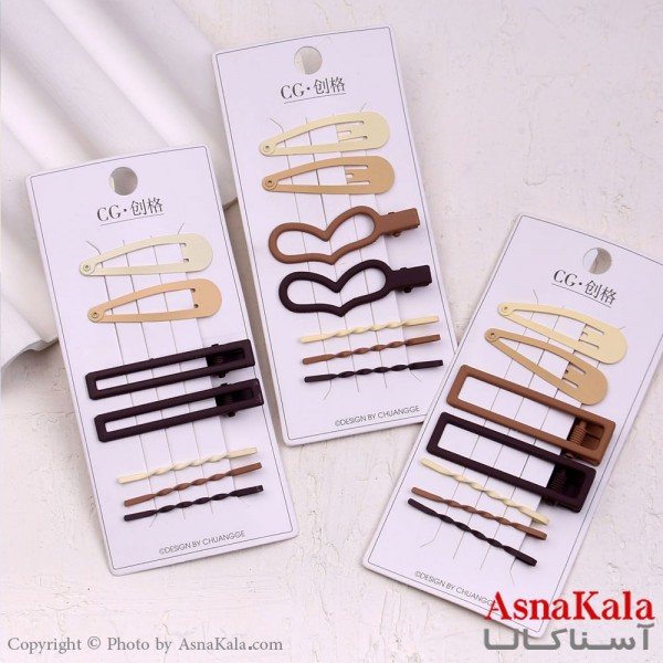 گیره و پنس و تق تقی مو ترکیبی رنگ نود مجموعه 7عددی  کد HAIR13566W