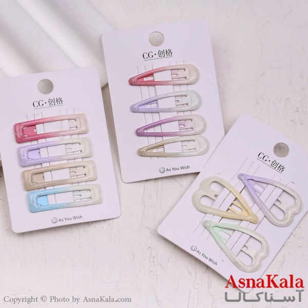 گیره مو تق تقی کارتی مدل آبرنگی کد HAIR13569W