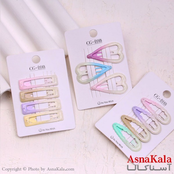 گیره مو تق تقی کارتی مدل آبرنگی کد HAIR13572W