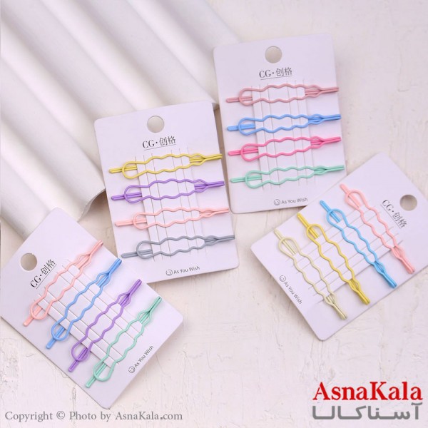 پنس مو زنانه کارتی پینترستی رنگی مجموعه 4عددی کد HAIR13598W