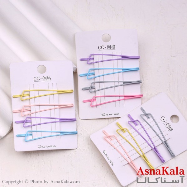 پنس مو زنانه کارتی پینترستی رنگی مجموعه 4عددی کد HAIR13599W