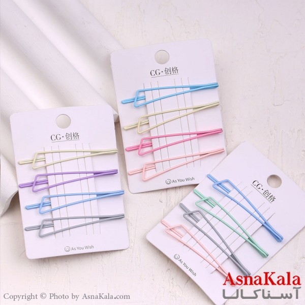 پنس مو زنانه کارتی پینترستی رنگی مجموعه 4عددی کد HAIR13600W