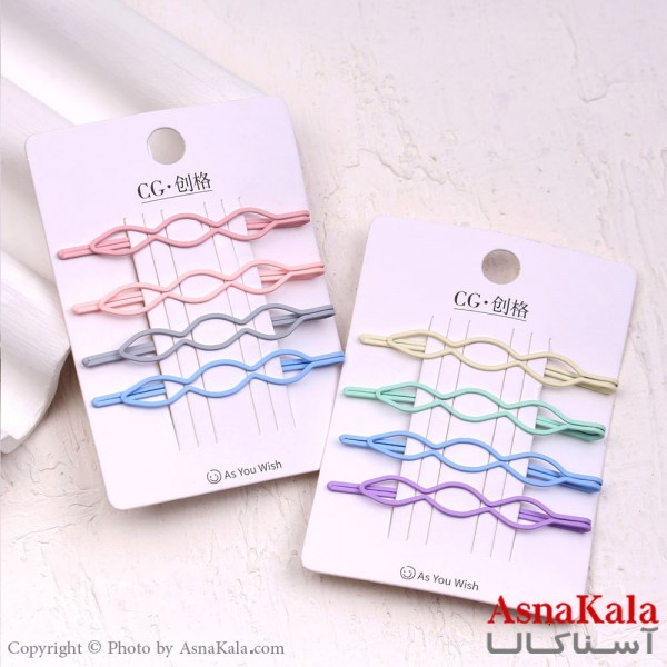 پنس مو زنانه کارتی پینترستی رنگی مجموعه 4عددی کد HAIR13601W