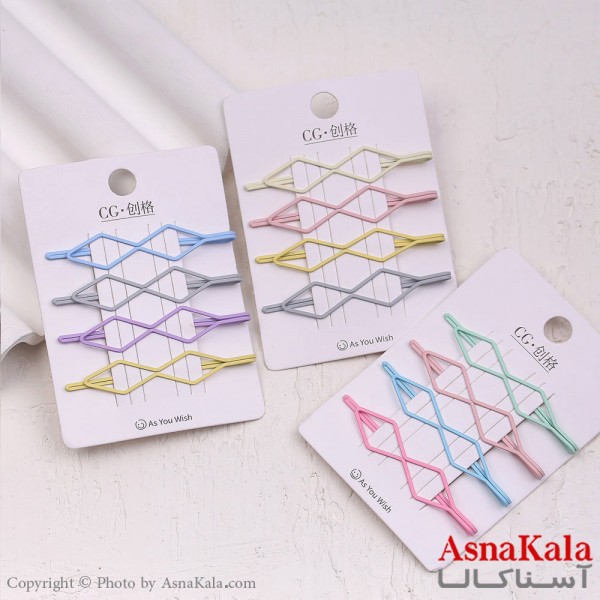 پنس مو زنانه کارتی پینترستی رنگی مجموعه 4عددی کد HAIR13602W