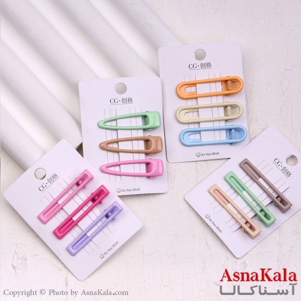 گیره مو زنانه انبری کارتی پینترستی براق مجموعه 3عددی کد HAIR13638W