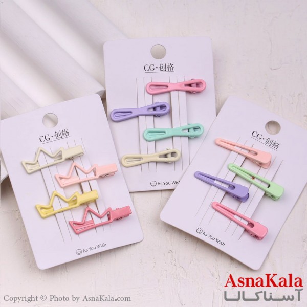 گیره مو زنانه انبری کارتی مینی پینترستی مجموعه 4عددی کد HAIR13652W