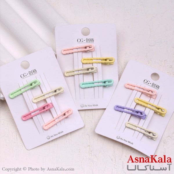 گیره مو زنانه انبری کارتی مینی پینترستی مستطیلی مجموعه 4عددی کد HAIR13656W