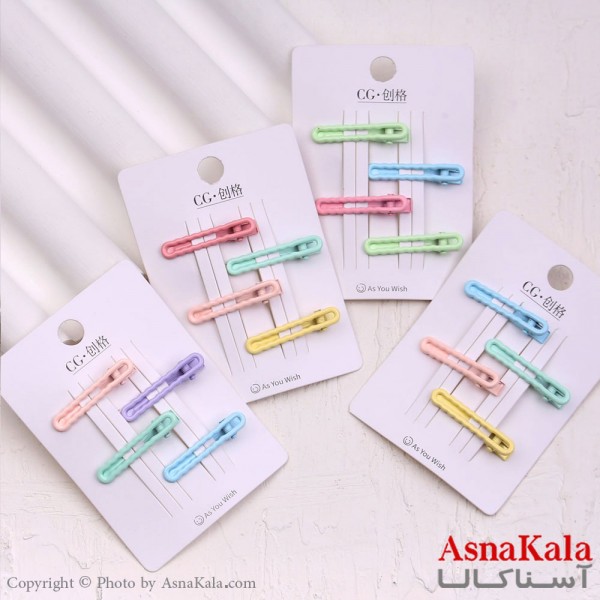 گیره مو زنانه انبری کارتی مینی پینترستی مستطیلی مجموعه 4عددی کد HAIR13658W