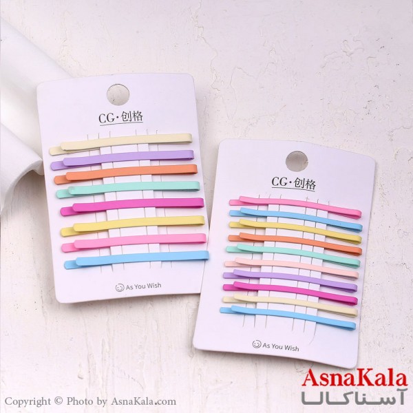 پنس مو زنانه کارتی پینترستی خطی رنگی رنگی مجموعه 10عددی کد HAIR13659W