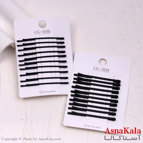 پنس مو زنانه کارتی پینترستی خطی مشکی مجموعه 10عددی کد HAIR13662W