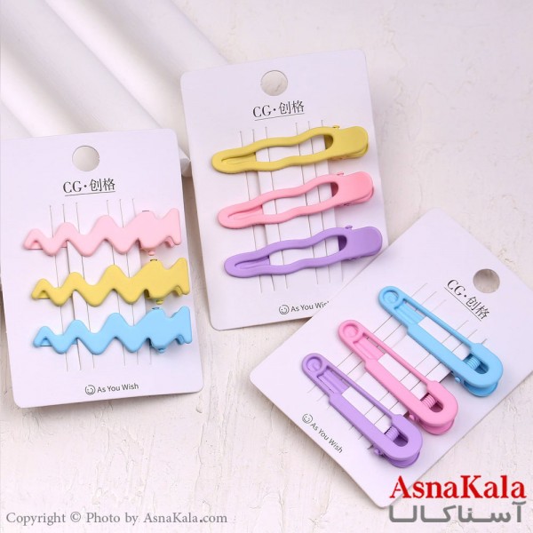 گیره مو زنانه انبری کارتی فانتزی  کیوت مجموعه 3عددی  کد HAIR13715W