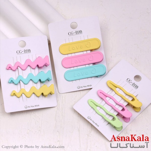 گیره مو زنانه انبری کارتی فانتزی  کیوت مجموعه 3عددی  کد HAIR13716W