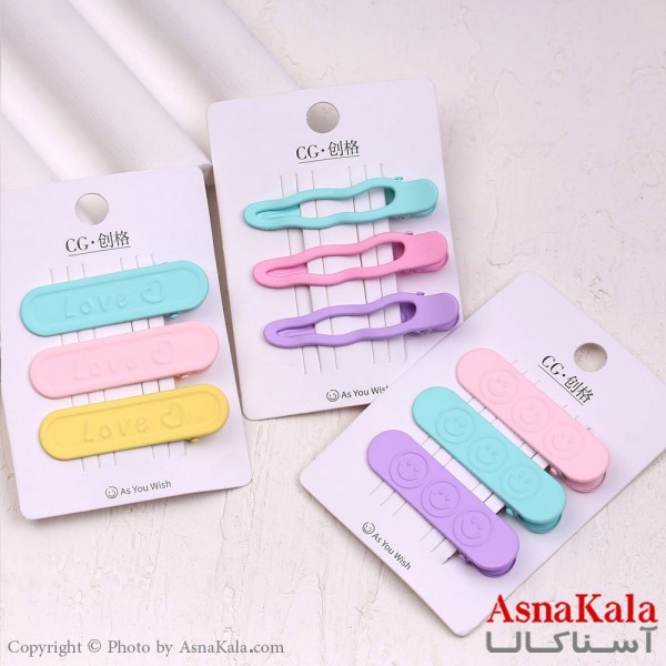 گیره مو زنانه انبری کارتی فانتزی مجموعه 3عددی کد HAIR13722W